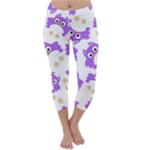 Purple Owl Pattern Background Capri Winter Leggings 