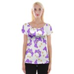 Purple Owl Pattern Background Cap Sleeve Top