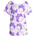 Purple Owl Pattern Background Women s Oversized T-Shirt