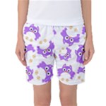 Purple Owl Pattern Background Women s Basketball Shorts