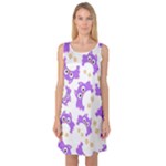 Purple Owl Pattern Background Sleeveless Satin Nightdress