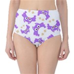 Purple Owl Pattern Background Classic High-Waist Bikini Bottoms
