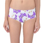 Purple Owl Pattern Background Mid-Waist Bikini Bottoms