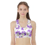 Purple Owl Pattern Background Sports Bra with Border