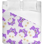 Purple Owl Pattern Background Duvet Cover (King Size)