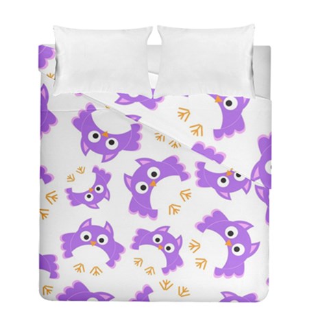 Purple Owl Pattern Background Duvet Cover Double Side (Full/ Double Size) from ArtsNow.com