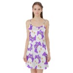 Purple Owl Pattern Background Satin Night Slip