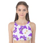 Purple Owl Pattern Background Tank Bikini Top