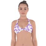 Purple Owl Pattern Background Halter Neck Bikini Top