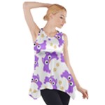Purple Owl Pattern Background Side Drop Tank Tunic