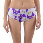 Purple Owl Pattern Background Reversible Mid-Waist Bikini Bottoms