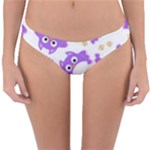 Purple Owl Pattern Background Reversible Hipster Bikini Bottoms