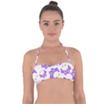 Purple Owl Pattern Background Tie Back Bikini Top