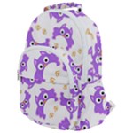 Purple Owl Pattern Background Rounded Multi Pocket Backpack