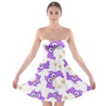 Purple Owl Pattern Background Strapless Bra Top Dress