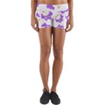 Purple Owl Pattern Background Yoga Shorts