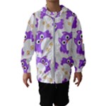 Purple Owl Pattern Background Kids  Hooded Windbreaker
