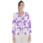 Purple Owl Pattern Background Women s Windbreaker