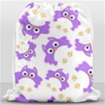 Purple Owl Pattern Background Drawstring Bag (Large)