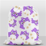 Purple Owl Pattern Background Drawstring Bag (Small)