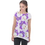 Purple Owl Pattern Background Cap Sleeve High Low Top