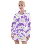 Purple Owl Pattern Background Women s Long Sleeve Casual Dress