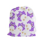 Purple Owl Pattern Background Drawstring Pouch (XL)
