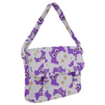 Purple Owl Pattern Background Buckle Messenger Bag