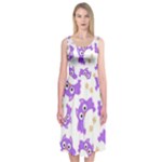Purple Owl Pattern Background Midi Sleeveless Dress