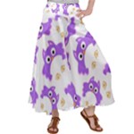 Purple Owl Pattern Background Women s Satin Palazzo Pants