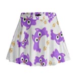 Purple Owl Pattern Background Mini Flare Skirt