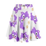 Purple Owl Pattern Background High Waist Skirt