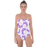 Purple Owl Pattern Background Tie Back One Piece Swimsuit