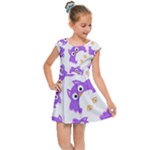 Purple Owl Pattern Background Kids  Cap Sleeve Dress