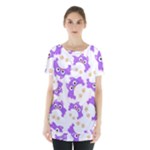 Purple Owl Pattern Background Skirt Hem Sports Top