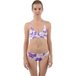 Purple Owl Pattern Background Wrap Around Bikini Set