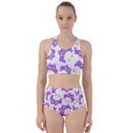 Purple Owl Pattern Background Racer Back Bikini Set