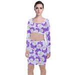 Purple Owl Pattern Background Top and Skirt Sets