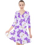 Purple Owl Pattern Background Quarter Sleeve Front Wrap Dress
