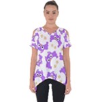 Purple Owl Pattern Background Cut Out Side Drop T-Shirt