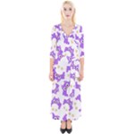 Purple Owl Pattern Background Quarter Sleeve Wrap Maxi Dress