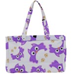 Purple Owl Pattern Background Canvas Work Bag