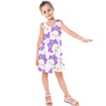 Purple Owl Pattern Background Kids  Sleeveless Dress