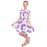 Purple Owl Pattern Background Kids  Short Sleeve Dress