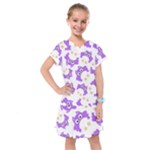 Purple Owl Pattern Background Kids  Drop Waist Dress