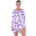Purple Owl Pattern Background Asymmetric Cut-Out Shift Dress