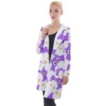 Purple Owl Pattern Background Hooded Pocket Cardigan