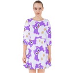 Purple Owl Pattern Background Smock Dress