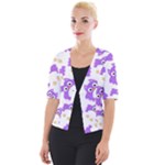 Purple Owl Pattern Background Cropped Button Cardigan