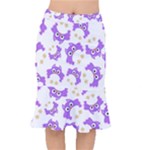 Purple Owl Pattern Background Short Mermaid Skirt